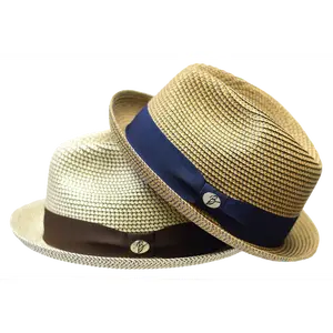 Dominic Collection Straw 2-Tone Fedora Hat