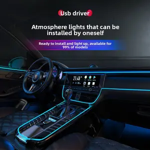 3M Flexible EL Wire Car Ambient Neon Light Strip Multi Color Cold Light Line Universal Dash Board Interior Atmosphere Lamp DIY Car Interior Decoration Accessories