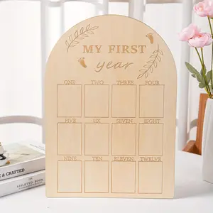 Wooden Baby Newborn Infant Growth Record Photo Frame, 1 Count 12 Months Baby Growth Process Display Frame, Desktop Decoration for Home Living Room Bedroom, Gift