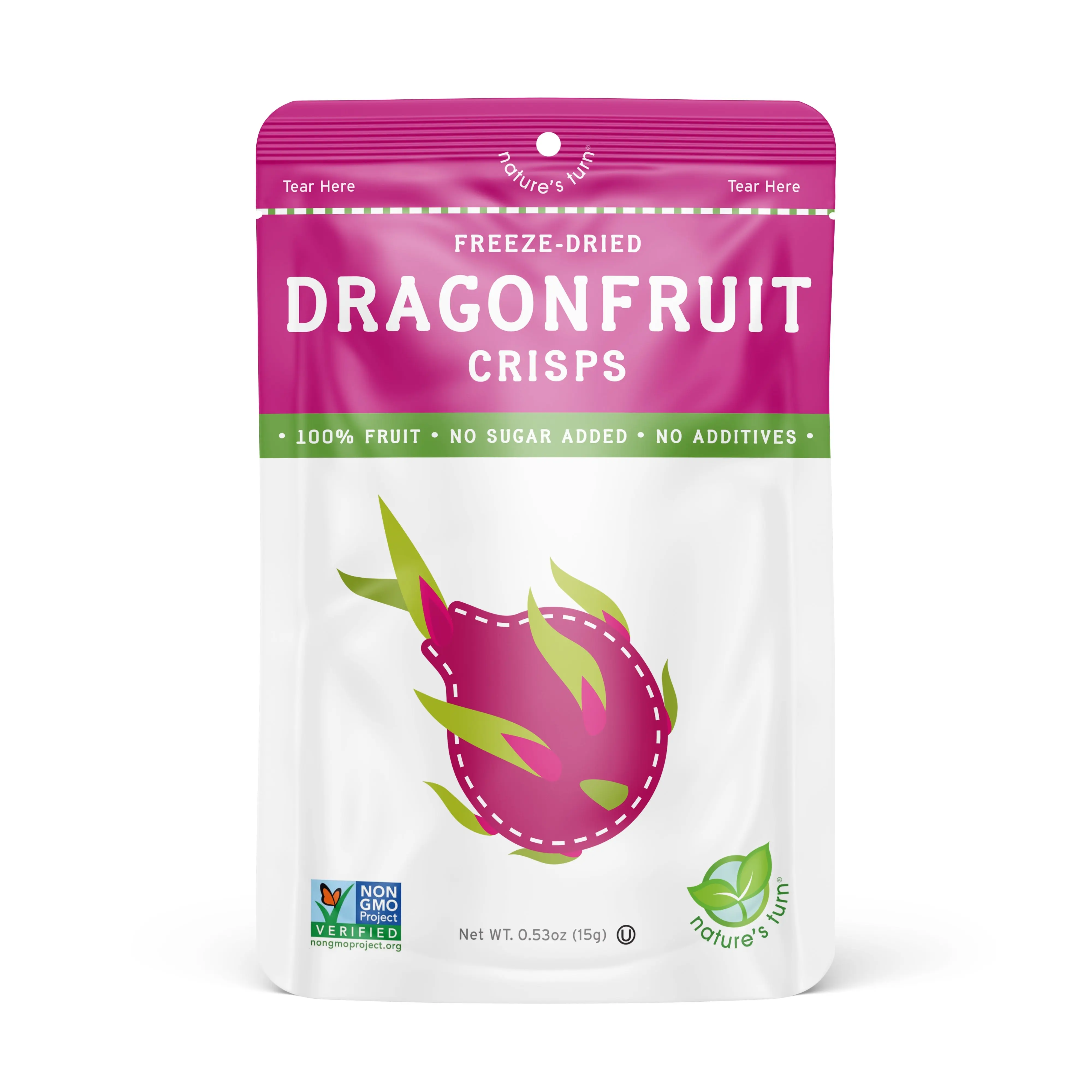 Natures Turn Freeze-Dried Dragon Fruit Crisps, Healthy Sour Fruit Snacks - Pure Real Fruit Crisps, No Sugar Added, Fiber Rich Superfood, School Lunches On The Go, Nutrient Packed Vegan Paleo Bites, Gluten Free Non Gmo Craving Adults Kids