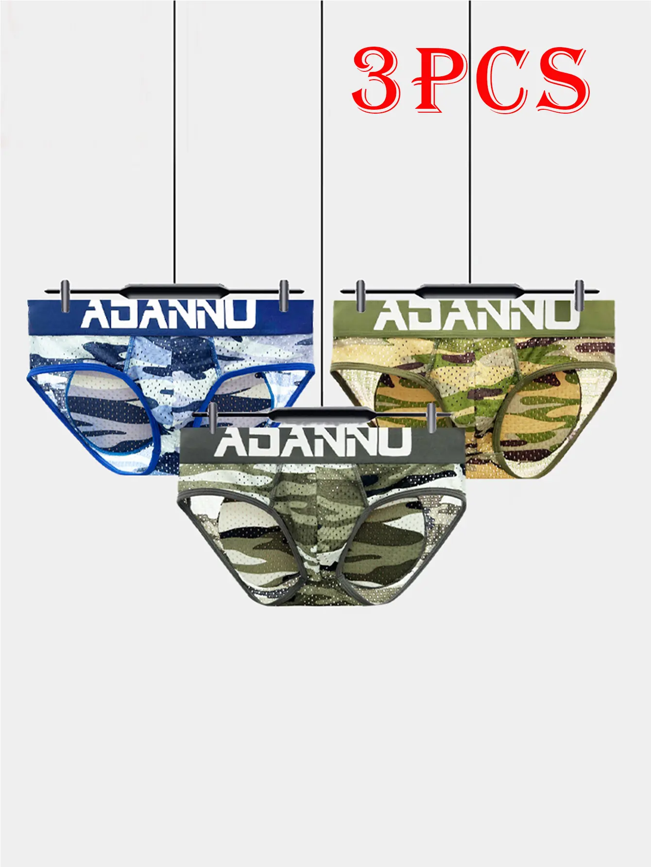 Men's 3-Pack Nylon Camouflage Briefs - Thin, Soft, Breathable Mesh Underwear with Padded Butt Lifter, Tight Fit Sporty Activewear, Stylish Athletic Shapewear for Workout, Gym Wear, Sportswear, Underwear Sets, Training Underwear sohochic