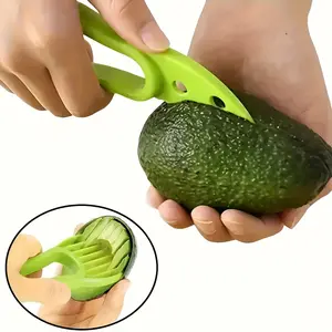 1 piece avocado slicer: 3 steps to cut and separate the fruit + multi-functional fruit knife, avocado pitting tool, super efficient for home meal preparation