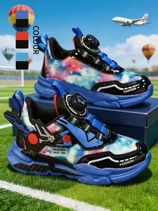 Unisex Kids New Rotating Button Running Shoes, Lightweight Sports Sneakers, Outdoor Athletic Footwear, Suitable for Daily Use