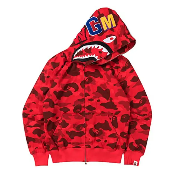 3D printing cross-border European and American new fashion brand shark clothing camouflage printing men and women couples all-match wholesale zipper to the end
