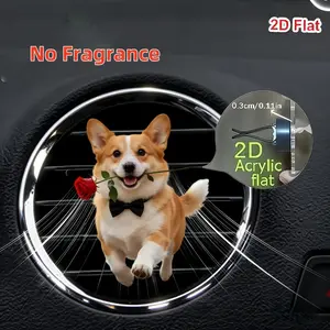 Cute Corgi Dog Design Car Vent Clip, No Scent, Includes Two Odorless Sponge Pieces, Freshen Car Atmosphere Without Fragrance, Car Interior Accessories