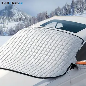 LEIBOO Universal All-Season Car Windshield Snow Cover & Sun Shade,  Winter Dust Rain Ice Frost Guard Protector - Anti-theft & Durable Design, Suitable for Car Winter Protection Snow & Summer sunshade (48''X64'')