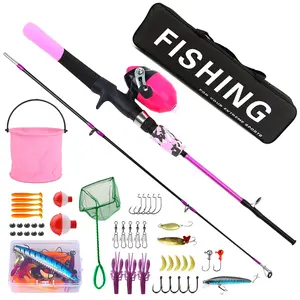 Fishing Rod Set for Women Beginners, Complete Starter Kit Includes Reel, Net, Bucket, Lures & Storage Bag, Freshwater Fishing Gift Set, Fishing Accessories, Soft Fishing Lure