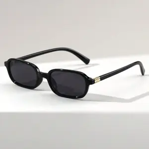 Retro Rectangular Sunglasses for Women Men Vintage Fashion Trendy Funny Small Narrow 90s Square Sunnies