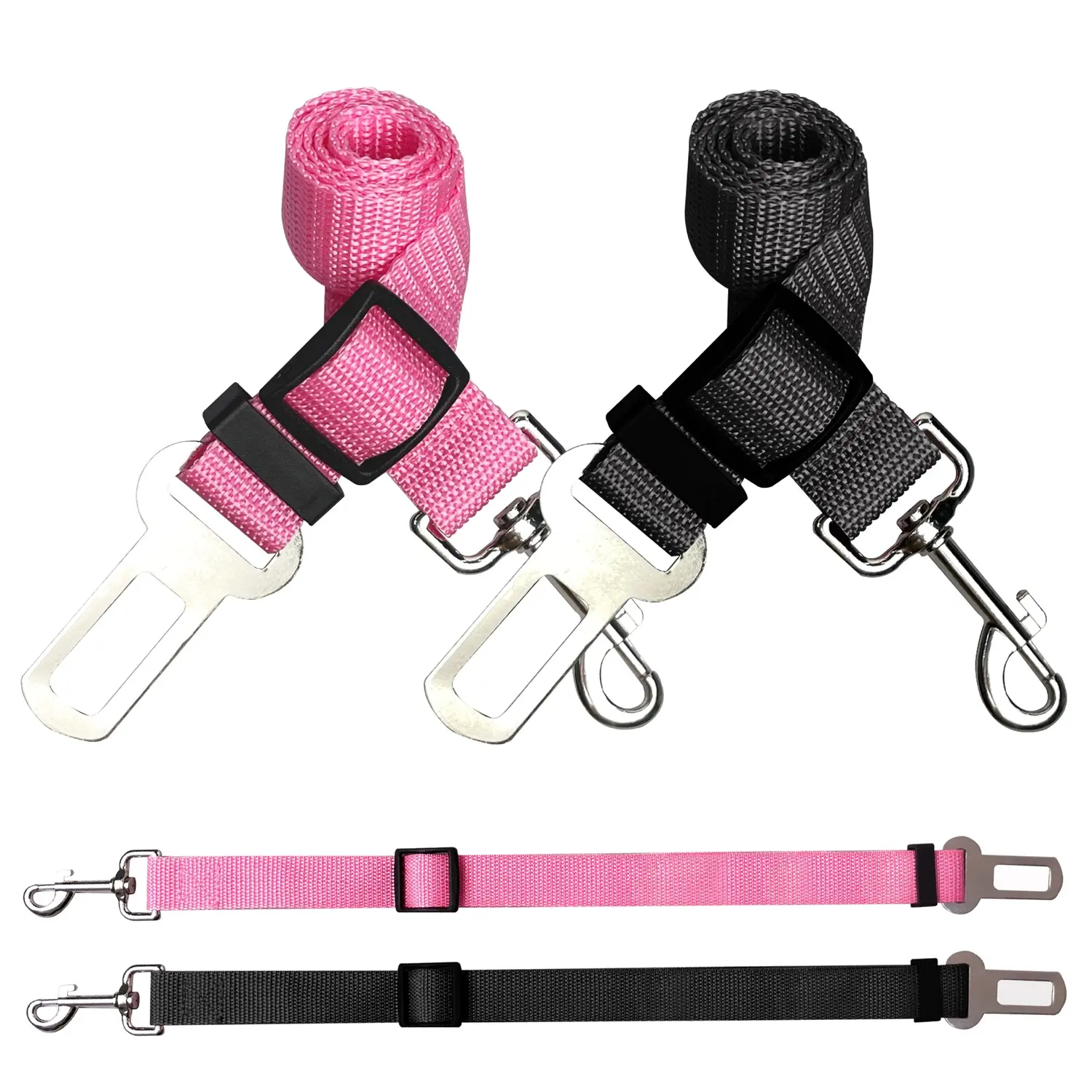 Dog & Cat Car Headrest Safety Harnesses (2-Pieces), Adjustable Durable Body Strap, Seatbelt Attachment Buckle, Easy Installation, Universal Fit for Pet Travel Use, Secure Clip