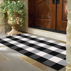 Buffalo Plaid Runner Doormat Rug Hand-Woven Checkered Door Mat