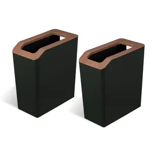 Home Zone Living 2-Pack 2 Gallon Slim Rectangular Trash Cans with Open Top Lids
