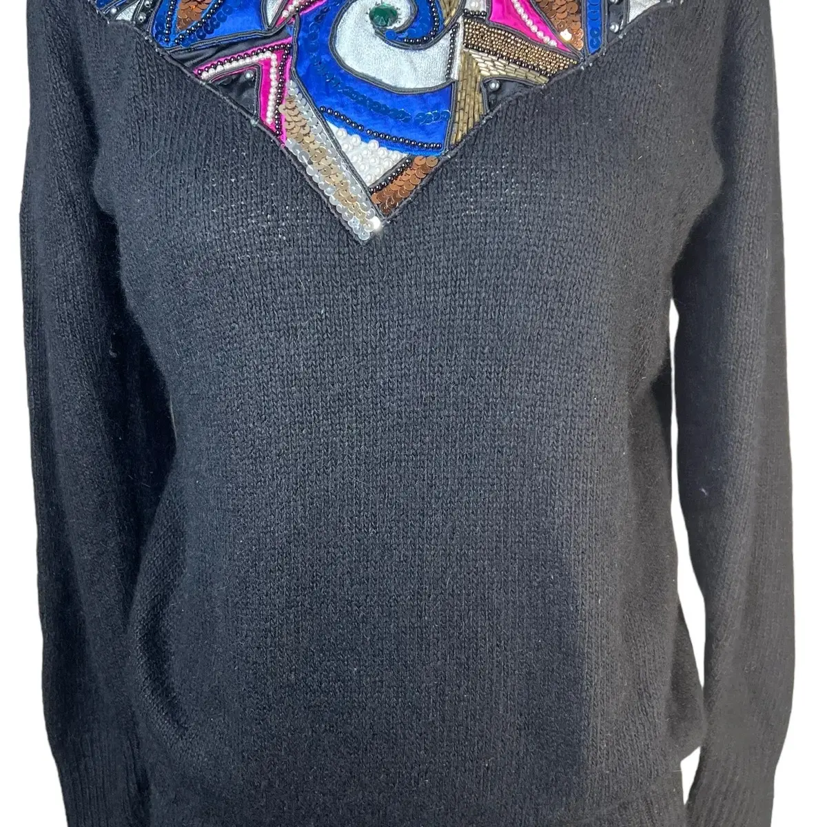 IB Diffusion Silk Nylon Angora Lambswool Beaded Sequined Sweater Size Mediuim