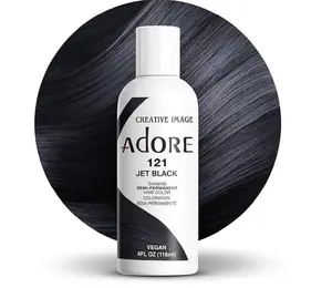 Adore Semi Permanent Hair Color 121 Jet Black 4 Fl Oz Vegan Cruelty Free Plant Based Hair Dye Made in USA