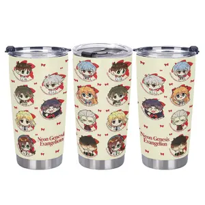 20oz Stainless Steel Tumbler, Neon Genesis Evangelion Pattern Insulated Water Bottle, Stainless Steel Thermos, Stainless Steel Flask, Anime Aesthetic Drinking Cup, TikTok Viral, Kawaii, Otaku Gift for Home Office School