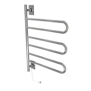 Amba Swivel SL3 Heated Towel Rack Stainless Steel Plug-In or Hardwired Installation Shower Bath Warmer with Rotating Bars for Drying Towels and Bathrobes, Matte Black, Brushed and Polished Stainless Options Light