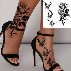 Women Temporary Tattoo Stickers, Aesthetic Tattoo Merch, Waterproof Long-Lasting Body Art Makeup, Elegant Floral Design for Arms Legs Chest Daily Party Use Fake Tattoos