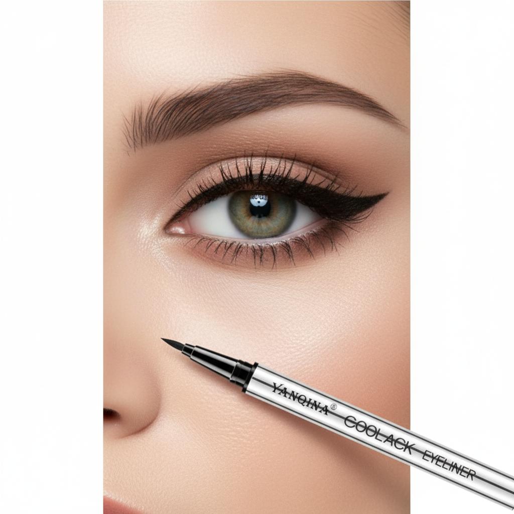 Three durable eyeliner pens, waterproof, non smudge, plant based, 24-hour smooth technology to create delicate eyeliner makeup