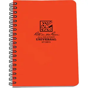 212 MAIN Weatherproof Polydura Cover Rite in the Rain Side-Spiral Notebook, 4.62x7 in, Orange