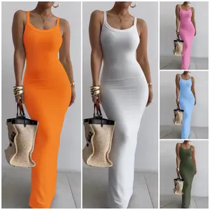 CHICME Women Spaghetti Strap U-Neck Casual Maxi Dresses Slim Fit Cami Dress/Elegant Solid Color Cami Lounge Dress Party Club Bodycon Dress CHICME Women Spaghetti Strap U-Neck Casual Maxi Dresses Slim Fit Cami Dress/Elegant Solid Color Cami Lounge Dress Party Club Bodycon Dress