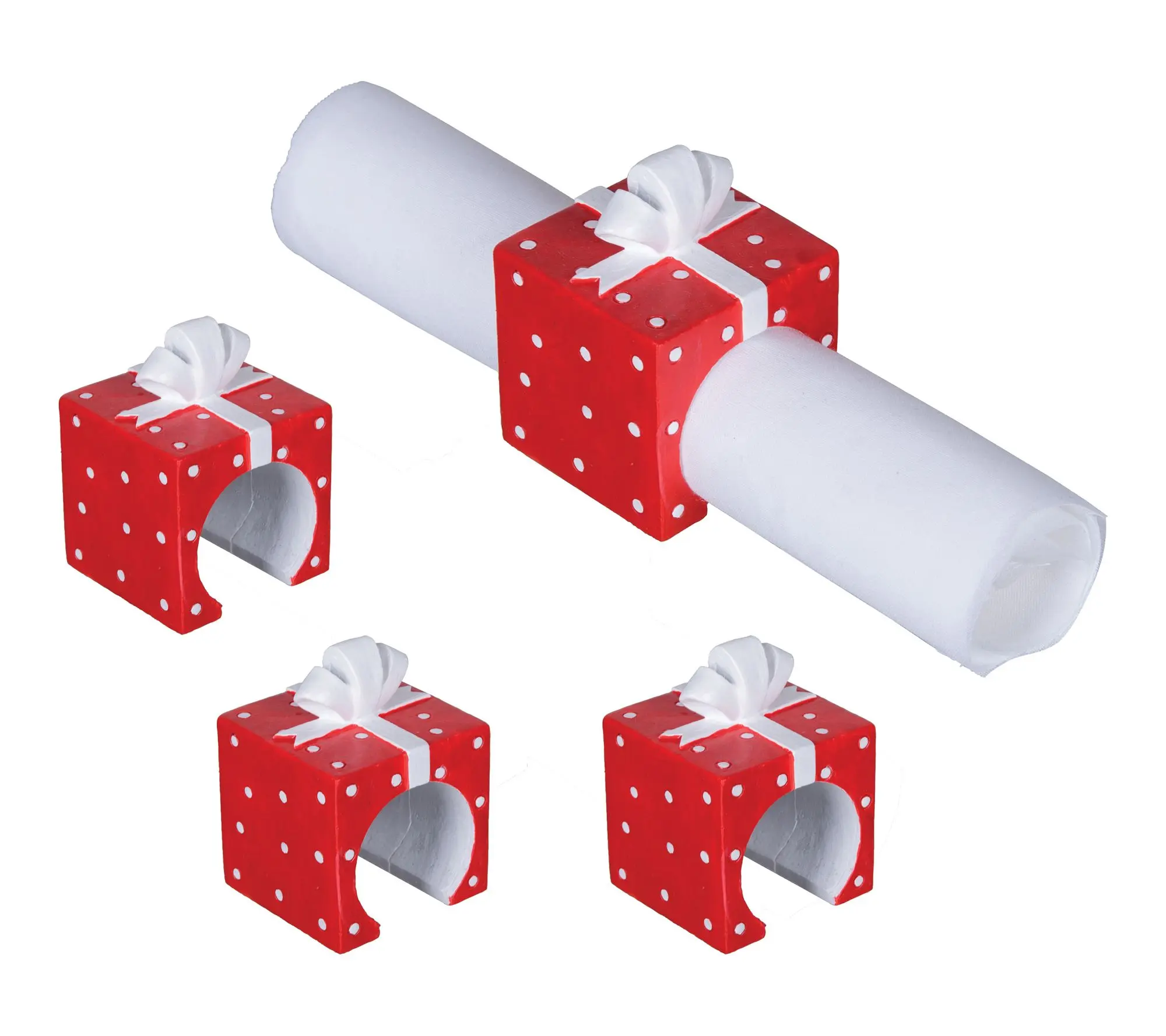 Dotted Present Napkin Rings Set of 4 by Valerie