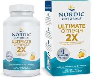 Nordic Naturals Ultimate Omega 2X Vitamin Supplement, Lemon Flavor - 120 Soft Gels - 2150 mg Omega-3 High-Potency Fish Oil with EPA & DHA - Supports Brain, Heart Health - Non-GMO - 60 Servings