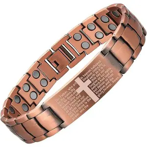 Men's Elegant Cross-Magnetic Durable Alloy Bangle - 1pc Business Fashion Costume Jewelry, Male Accessory Gift Option
