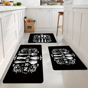 Set of 3 Kitchen-Themed Mats Suitable for The Living Room, Bedroom, Balcony, And Kitchen. Ideal for Home Decoration, Easy to Clean, And Makes a Wonderful Gift for Housewarmings, Friends, Birthdays, Holidays