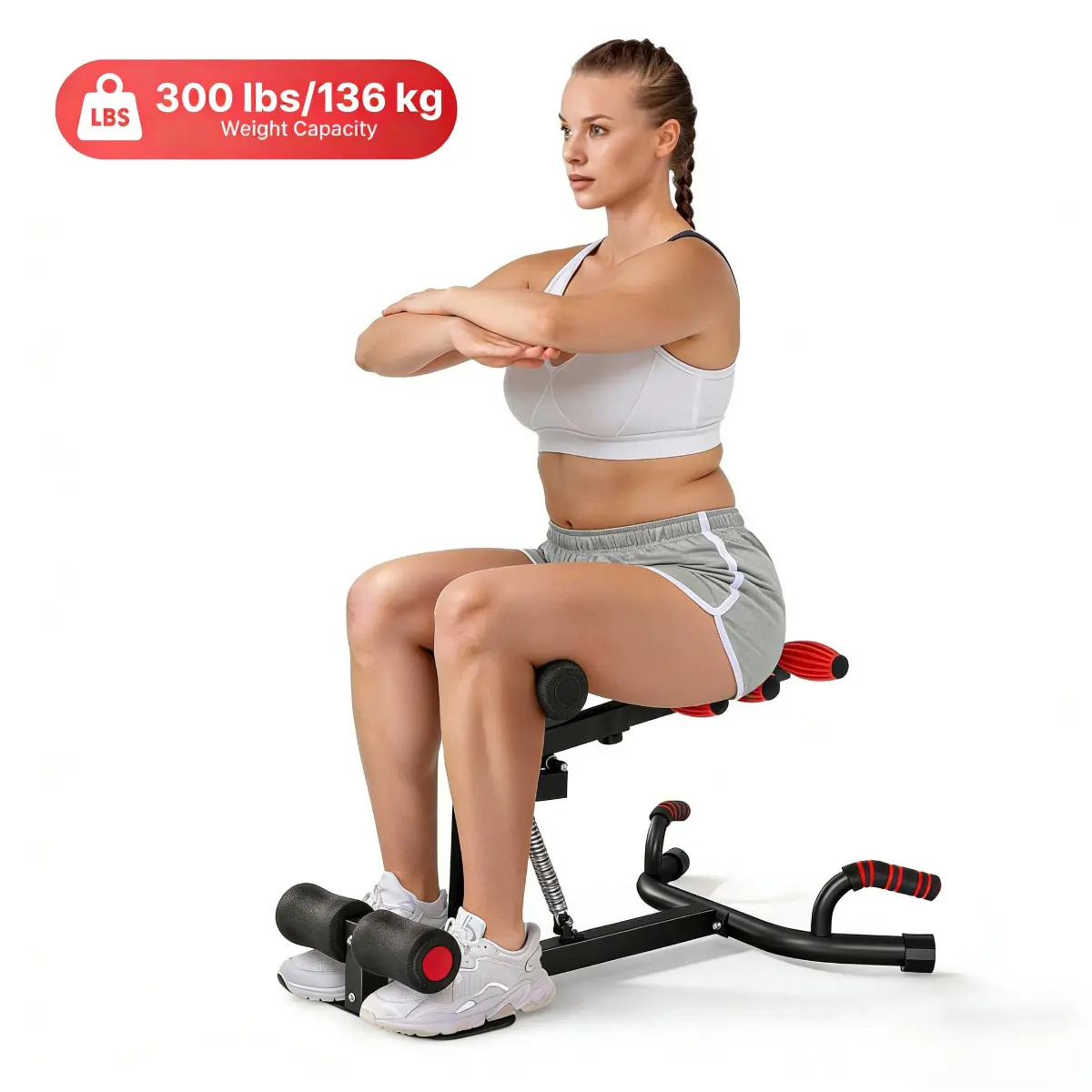 Adjustable Iron-and-Plastic-Made Multi-Mode Squat Machine, Home Gym Equipment for Glute & Abdominal Training, Max 300 lbs Capacity for Safer Daily Workouts, Suitable for Various Fitness Levels