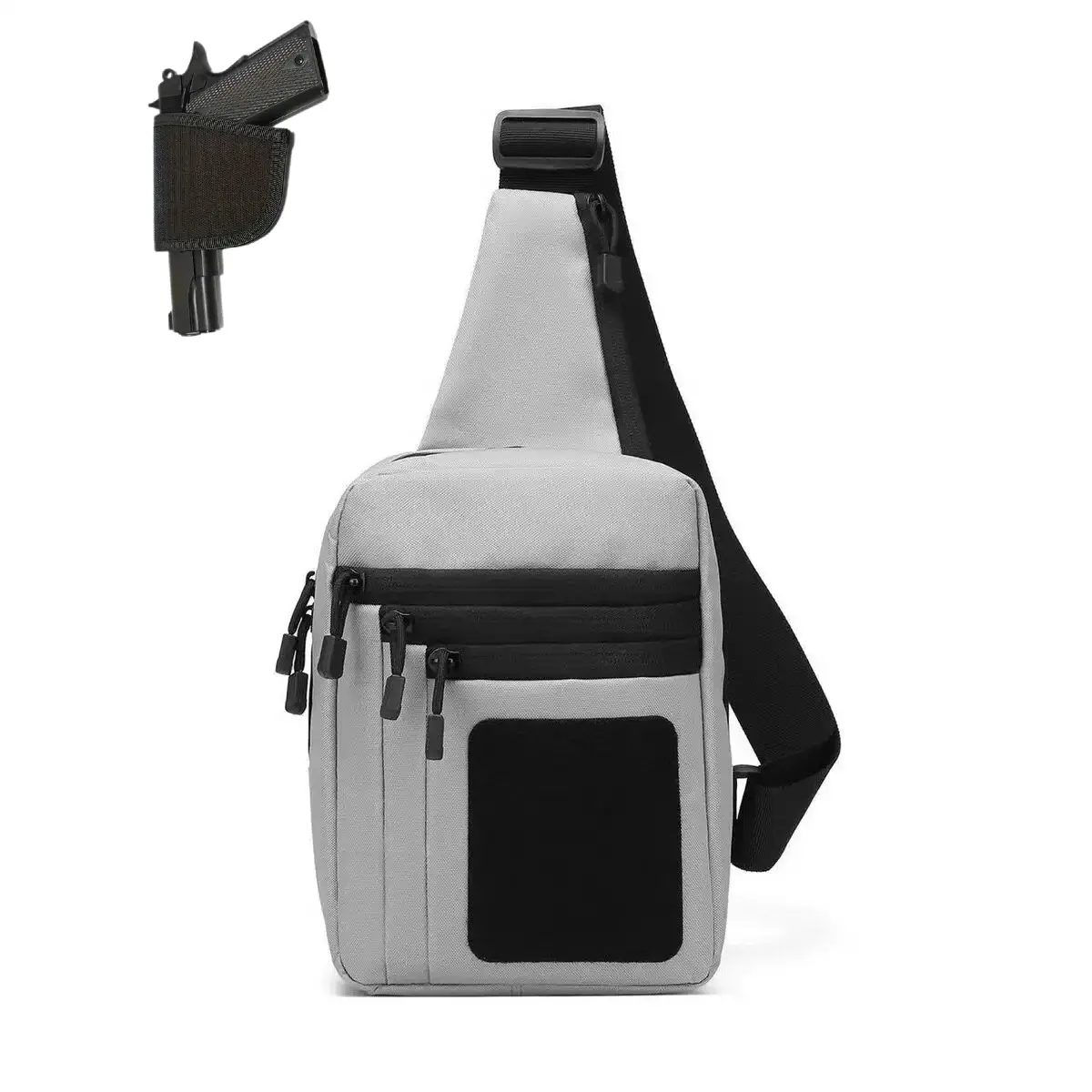 Black Tactical Zipper Fanny Pack for Unisex, Convertible Chest Bag and Utility Shoulder Pouch for Concealed Carry & Sports, Shoulder-Chest Strap