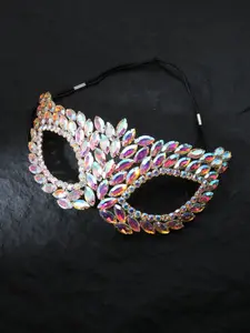 Fashion Rhinestone Mask Half Face Colorful Chain Makeup Party Holiday Accessory, Exotic Style, Perfect for Costume Parties