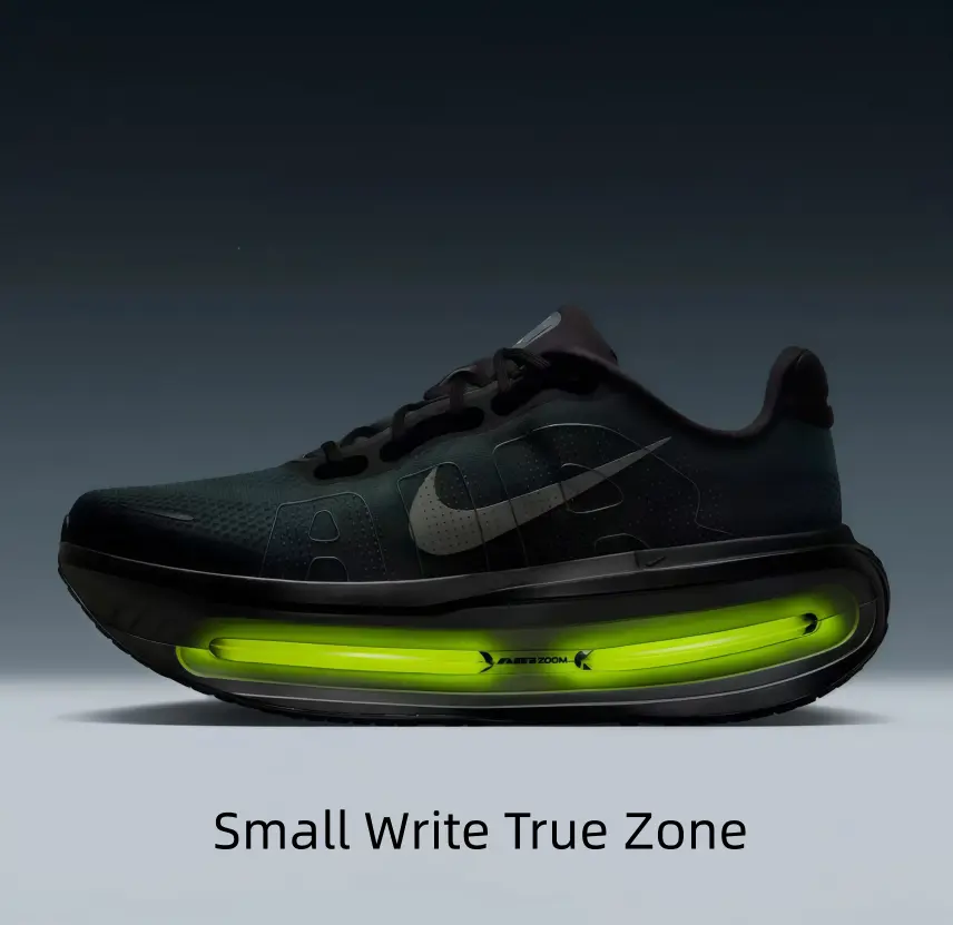 All-Black Low-Top Running Shoe with Neon Green Swoosh & Dual-Zone Visible Air Cushion – Designed for Stealthy Comfort & Urban Edge