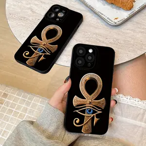 Ancient Egyptian Ankh Horus Eye Design Shockproof Phone Case for iPhone 15/15 Pro/15 Pro Max/11-16 Series, Unique Gift Idea