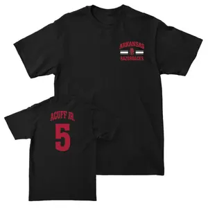 Men's Basketball Black Victory Tee, Darrius Acuff Jr., Arkansas Razorbacks Fan Apparel, Player Name and Number 2 Sides Shirt, Unisex Top