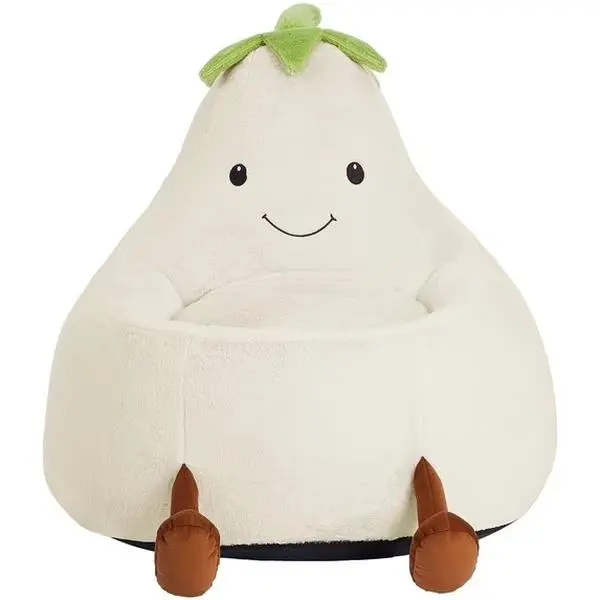24in Bean Bag Chair, Soft Faux Rabbit Fur Fabric, Cute Eggplant Lazy Chair for Kids, Living Rooms