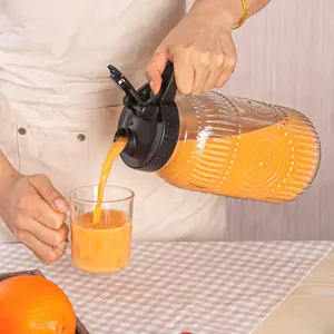 Sunflower 64OZ Mason Jar Pitcher with Pour Spout Handle Lid - 64 oz Wide Mouth Glass Pitcher with Sealing Lid, Heavy Duty Pitcher with Lid for Cold Brew Coffee, Milk, Iced Tea, Fruit Tea Drinkware Jugs