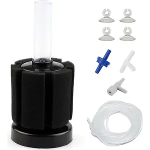 Aquarium Air  Sponge Filter, Fish  Bio Bubble Filter with Airline Tubing, Valves, Suction Cup(up to 10Gal)