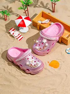 Trendy Girls' Fashion Eva Glitter Decorated, Sparkly Sandals, Lightweight Breathable, Multiple Colors Available, Ideal Gift for Kids, Suitable for All Occasions