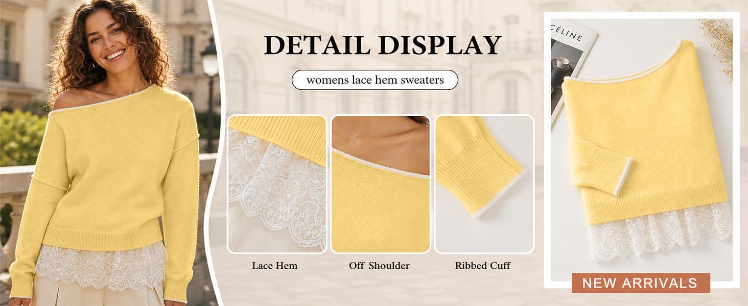 Construction detail of Women's Relaxed Lace Boho Sweater