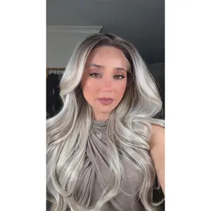 EllaRae | Jade Style Wig | Lace Front Free Parting Rooted Long Grey Highlighted Wig