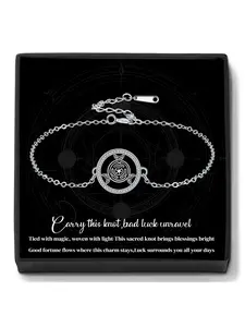 Wheel of Hecate Bracelet With Blessing Message Card, Pagan Goddess Wiccan Statue Bracelet, Witch Knot nudo de bruja wiccan Jewelry Gifts for Women, Witchy Jewelry