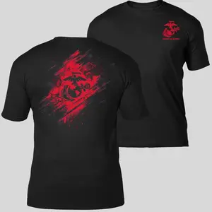 USMC 'Bound in Blood' Graphic Short-Sleeve Tee & Hoodie, Unisex Soft Cotton Streetwear with a 2-Sided Eagle Globe Anchor Print, Patriotic Military Apparel for Marines