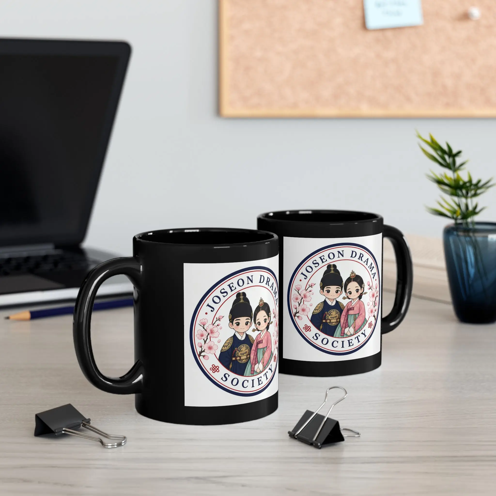 Joseon Drama Society mug | Black Ceramic Mug, K-Drama Historical Couple Design