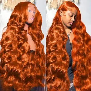 Bling Hair Body Wave Ginger Orange 13x4 13x6 HD Lace Front Human Hair Colored Wig Pre Plucked Ready to Wear 5x5 Glueless Long Wave Ginger for Women 32Inch with Baby Hair dealsforyoudays