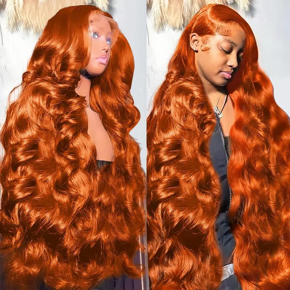 Bling Hair Body Wave Ginger Orange 13x4 13x6 HD Lace Front Human Hair Colored Wig Pre Plucked Ready to Wear 5x5 Glueless Long Wave Ginger for Women 32Inch with Baby Hair #SummerVibes