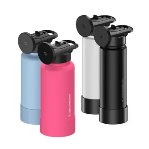 Scosche MagicMount Flask with Adjustable MagSafe Magnetic Lid Double-Wall Vacuum Insulated Water Bottle for iPhone 12 & Later Models Portable Phone Stand & Sippy Straw Food-Grade Stainless Steel Interior Drinkware