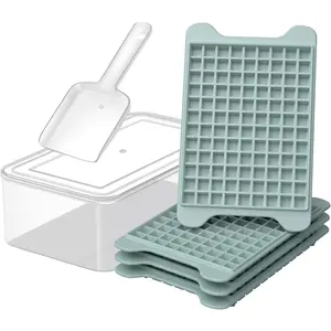 Mini Ice Cube Tray for Freezer:  Nugget Ice Cube Tray with Bin - Crushed Ice Tray Making 4x108 PCS Icecube - Easy Release Iced Maker Trays
