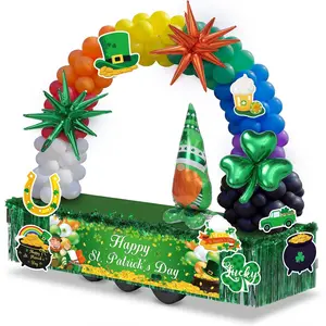 Soulchen 199 Pcs St. Patrick's Day Parade Float Decoration Kit St Patricks Day Theme Balloon Garland Arch Kit Tinsel Garland Shamrock PVC Decor for Trailer St Patricks Indoor Outdoor Party Decoration