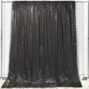 Glitz Sequin on Taffeta Drape/Backdrop 12 ft x 104 Inches Black