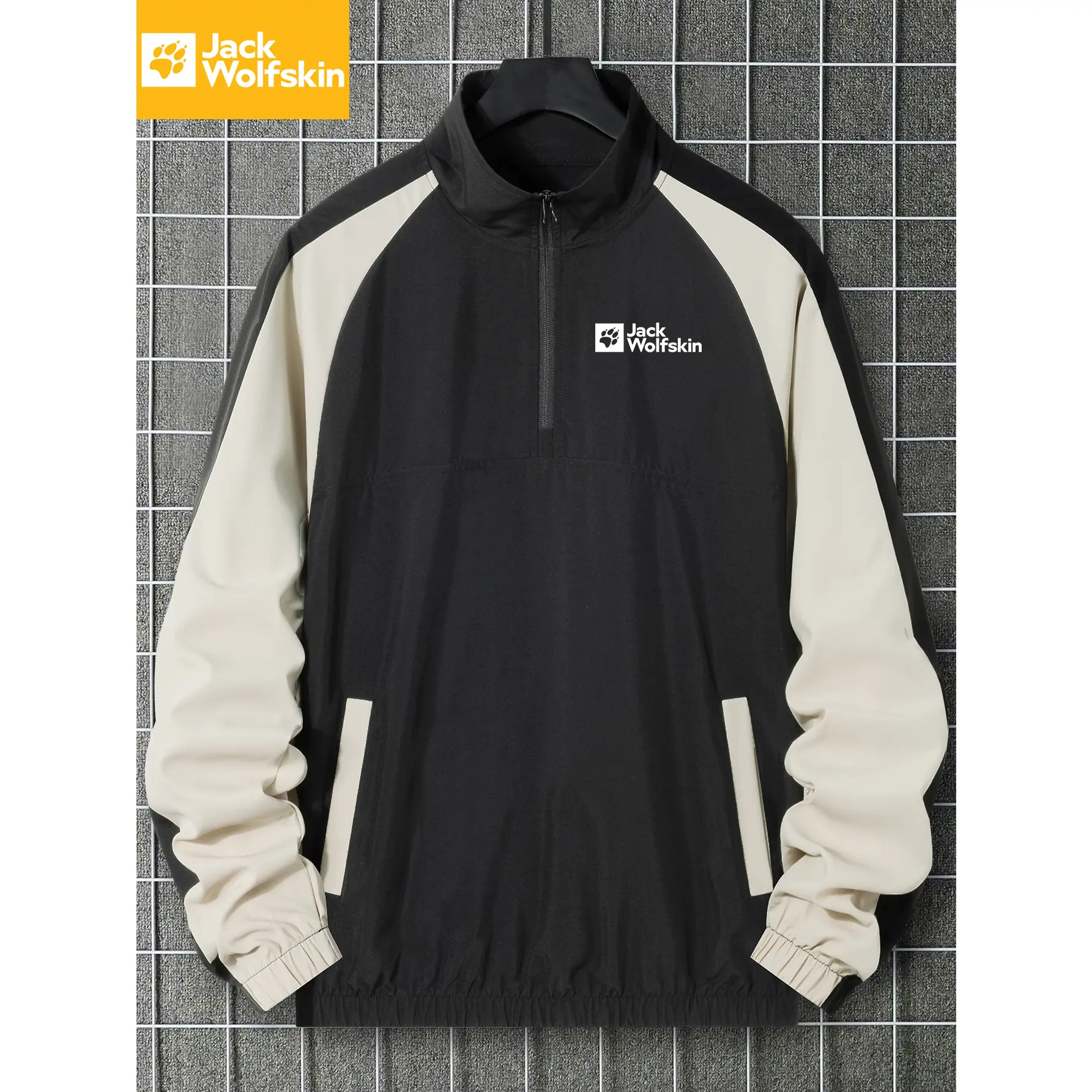 JACK WOLFSKIN Casual Adjustable-Cuff Half-Zip Jacket - Pocketed Branded Jacket for Weekend Outings & Urban Errands