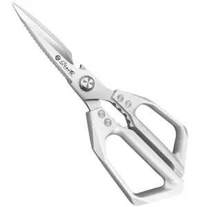 Berti All-in-One Silver & Black Kitchen Shears - Versatile Cooking Sewing Bottle Opening & Nut Cracking Tool